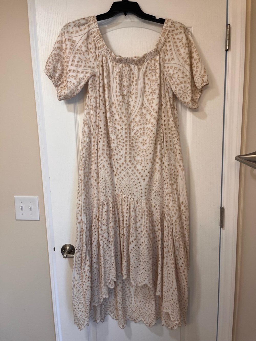 Finity Cream Eyelet Midi Dress